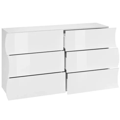 Credenza Orizzontale con 6 Cassetti Bianco Lucido per Soggiorno Madia