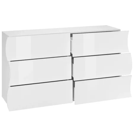 Credenza Orizzontale con 6 Cassetti Bianco Lucido per Soggiorno Madia