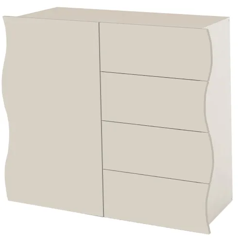 Madia Salvaspazio 1 Anta 4 Cassetti Credenza Legno Beige Cachemire
