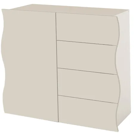 Madia Salvaspazio 1 Anta 4 Cassetti Credenza Legno Beige Cachemire