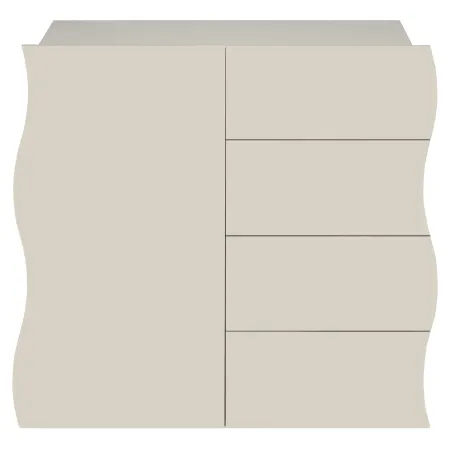 Madia Salvaspazio 1 Anta 4 Cassetti Credenza Legno Beige Cachemire