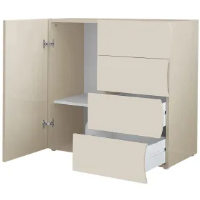 Madia Salvaspazio 1 Anta 4 Cassetti Credenza Legno Beige Cachemire 2