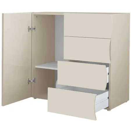 Madia Salvaspazio 1 Anta 4 Cassetti Credenza Legno Beige Cachemire