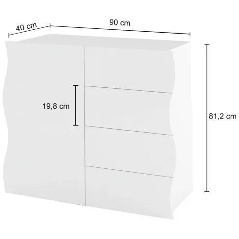 Madia Salvaspazio 1 Anta 4 Cassetti Credenza Legno Beige Cachemire