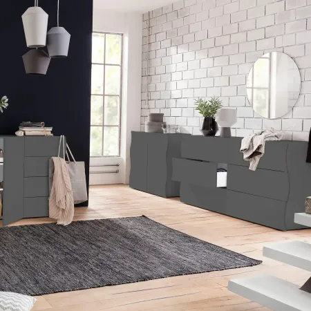 Credenza Multiuso 2 Ante Battenti Antracite Report Madia in Legno