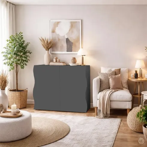 Credenza Multiuso 2 Ante Battenti Antracite Report Madia in Legno
