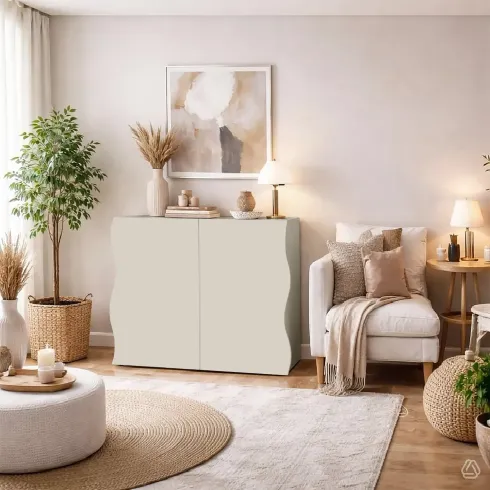 Credenza Multiuso 2 Ante Battenti Beige Cachemire Madia in Legno