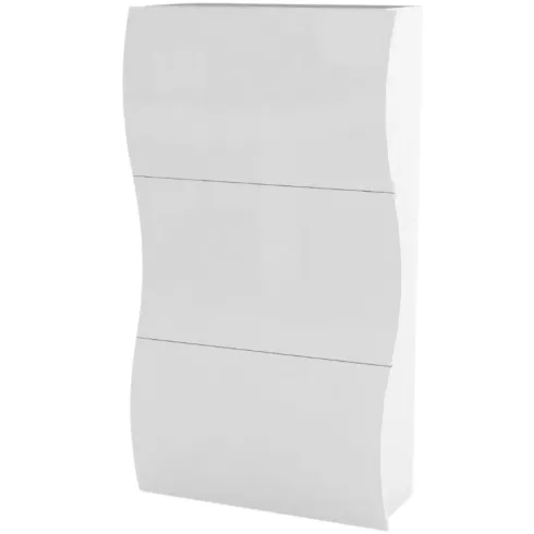 Scarpiera Bianco Lucido Mobile in Legno con 3 Ante a Ribalta Portascarpe