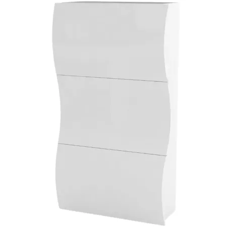 Scarpiera Bianco Lucido Mobile in Legno con 3 Ante a Ribalta Portascarpe