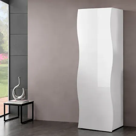 Armadio 1 Anta 190 Mobile con Mensole Design Originale Bianco per Ingresso