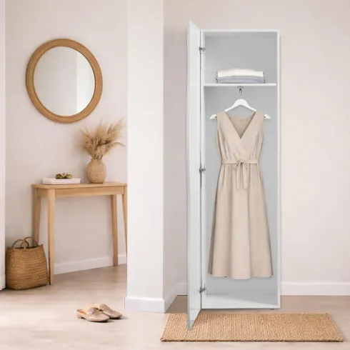 Armadio 1 Anta 190 Mobile con Mensole Design Originale Bianco per Ingresso