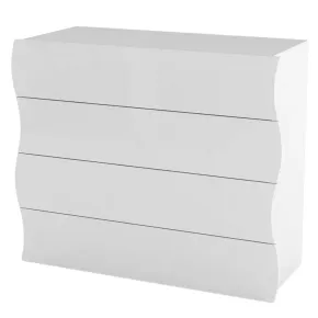 Como a 4 Cassetti Cassettiera in Legno Mobile Bianco Lucido da Ingresso
