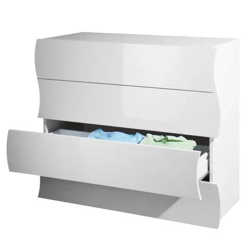 Como a 4 Cassetti Cassettiera in Legno Mobile Bianco Lucido da Ingresso