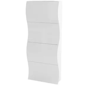 Scarpiera in Legno con 4 Ante a Ribalta Bianco Lucido Mobile Portascarpe