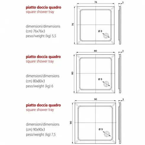 Piatto Doccia Resina Rettangolare o quadrato 3cm