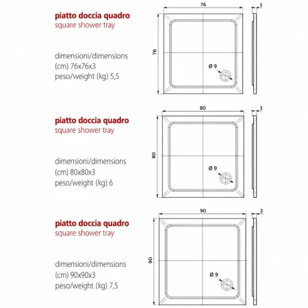 Piatto Doccia Resina Rettangolare o quadrato 3cm