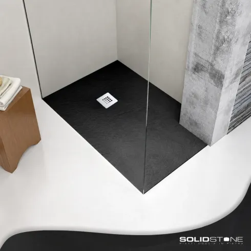 Piatto Doccia Nero Effetto Pietra Solidstone Tagliabile 70 80 90 100 120 140