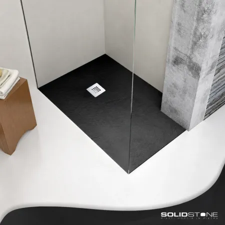 Piatto Doccia Nero Effetto Pietra Solidstone Tagliabile 70 80 90 100 120 140