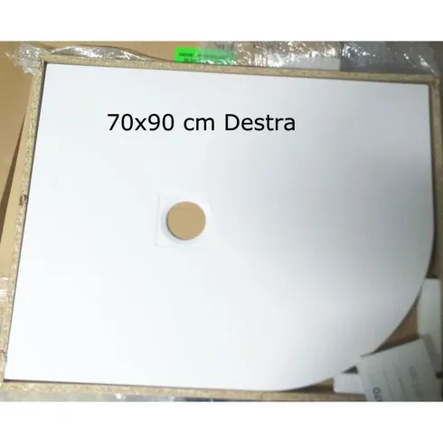 Piatto Doccia 80x80 90x90 Slim Semicircolare Effetto Pietra Angolare con Piletta