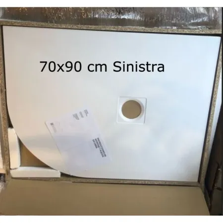 Piatto Doccia 80x80 90x90 Slim Semicircolare Effetto Pietra Angolare con Piletta