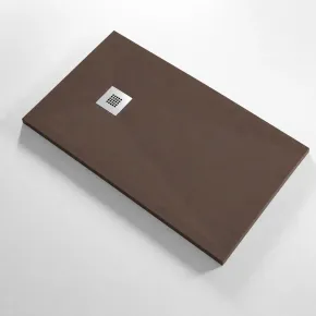Piatto Doccia Slim Marrone Ruvido in Resina con Piletta | BricoShop24