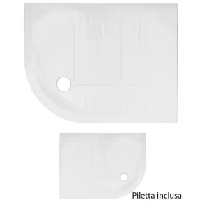 Piatto Doccia 70x90 6.5 cm Bianco Angolare Ceramica Semicircolare con Piletta | BricoShop24