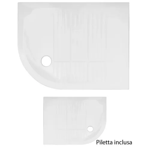 Piatto Doccia 70x90 6.5 cm Bianco Angolare Ceramica Semicircolare con Piletta | BricoShop24