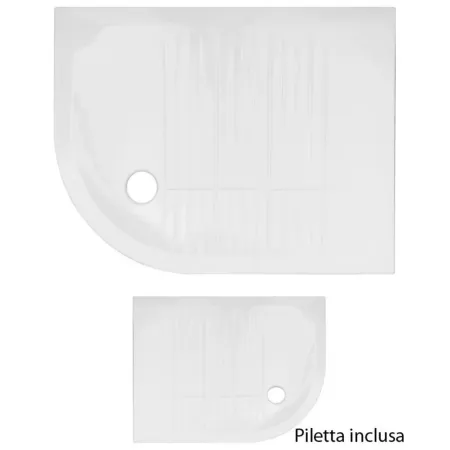 Piatto Doccia 70x90 6.5 cm Bianco Angolare Ceramica Semicircolare con Piletta | BricoShop24