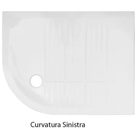 Piatto Doccia 70x90 6.5 cm Bianco Angolare Ceramica Semicircolare con Piletta | BricoShop24