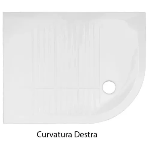 Piatto Doccia 70x90 6.5 cm Bianco Angolare Ceramica Semicircolare con Piletta | BricoShop24