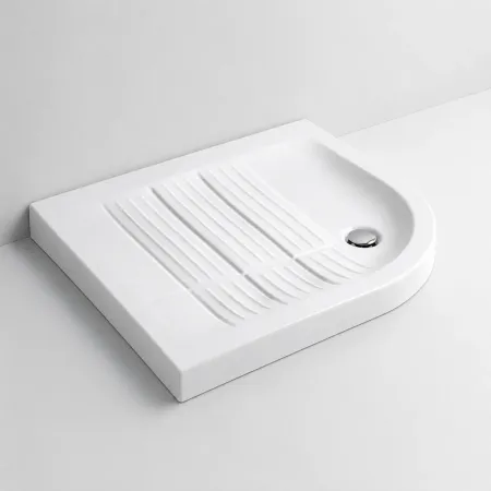 Piatto Doccia 70x90 6.5 cm Bianco Angolare Ceramica Semicircolare con Piletta | BricoShop24