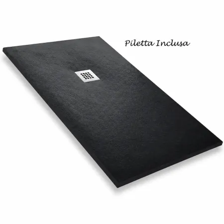 Piatto Doccia Nero Effetto Pietra Slim Filo Pavimento 70 80 100 120 140 Piletta