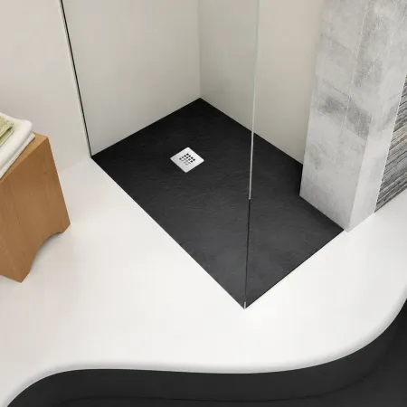 Piatto Doccia Nero Effetto Pietra Slim Filo Pavimento 70 80 100 120 140 Piletta