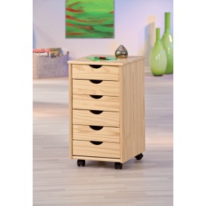 Cassettiera 40 cm 6 Cassetti con Ruote Legno Scrivania Ufficio Pino Cameretta 