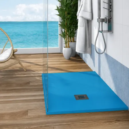 Piatto Doccia Slim Effetto Pietra Filo Pavimento Tagliabile Angolare Marmoresina