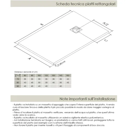 Piatto Doccia Rettangolare 70 80 90 100 120 Effetto Pietra Ultra Slim Avorio
