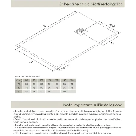 Piatto Doccia Rettangolare 70 80 90 100 120 Effetto Pietra Ultra Slim Avorio