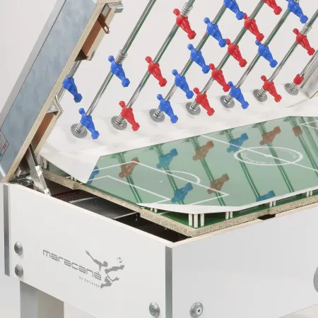 Biliardino Calcio Balilla con Aste Uscenti Bianco Regolabile Gettoniera