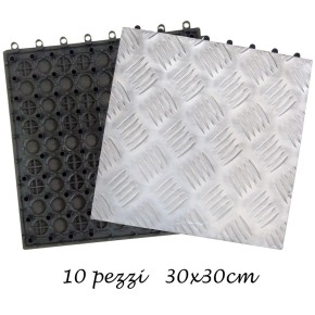 10 Piastrelle 30x30 Alluminio Antiscivolo Pavimento Esterno Giardino Mattonelle