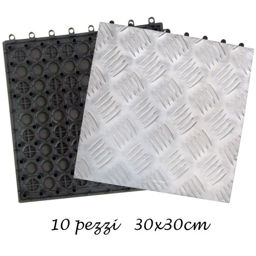 10 Piastrelle 30x30 Alluminio Antiscivolo Pavimento Esterno Giardino Mattonelle