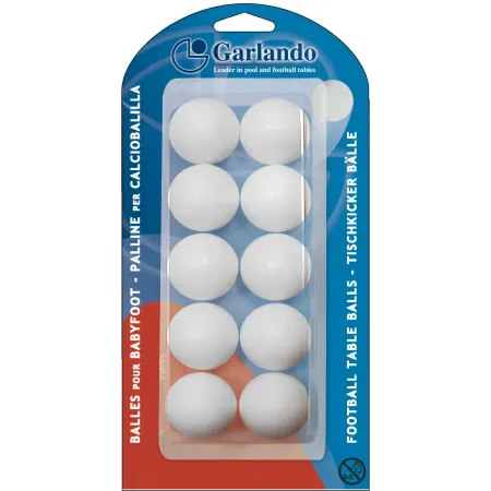 Set 10 Palline per Calciobalilla Standard Bianco in Polipropilene