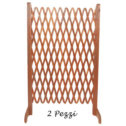 2 Steccato Estensibile Legno 110x120 Grigliato Pannello Griglia Piante Terrazzo