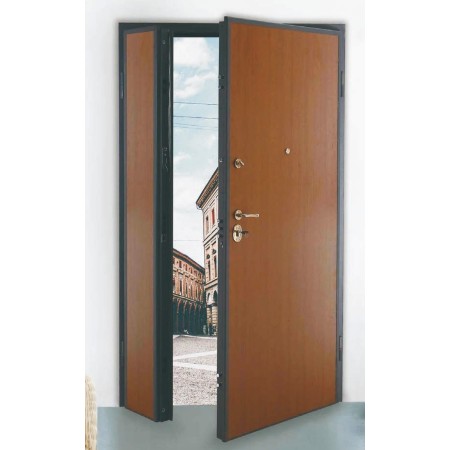 Portone Blindato Interno 2 Ante Porta Classe 3 Liscio Cilindro Europeo Noce