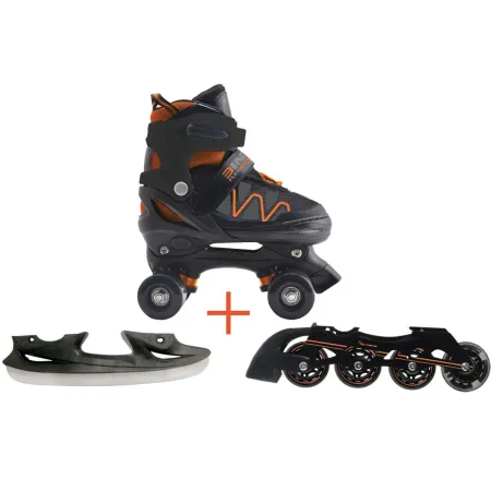 Pattini 3 in 1 34-37 Trasformabili in Linea e da Ghiaccio Arancione