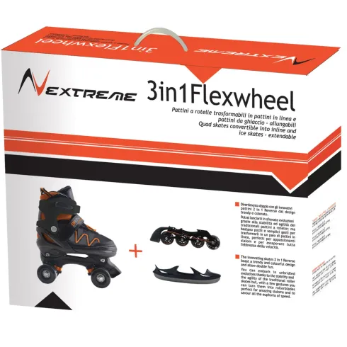 Pattini 3 in 1 34-37 Trasformabili in Linea e da Ghiaccio Arancione