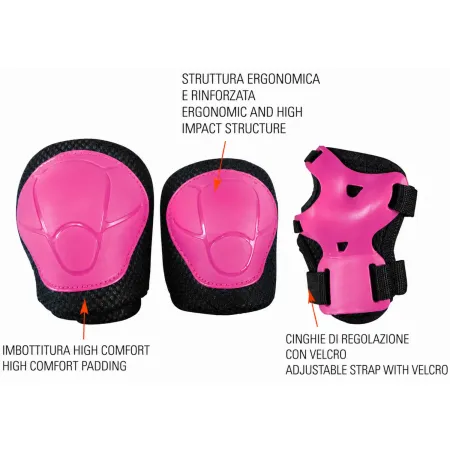 Set Protezioni Bambini Fucsia con Ginocchiere Gomitiere e Polsiere