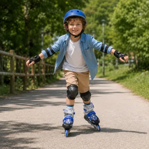 Pattini per Bambini in Linea Regolabili 34-37 Blu Cuscinetti ABEC 7