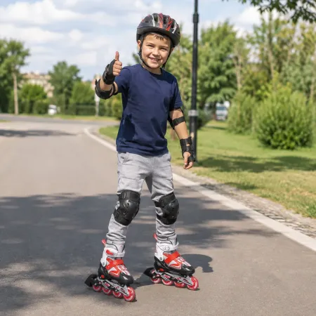 Pattini in Linea Bambini Regolabili 38-41 Rosso con Cuscinetti ABEC 7
