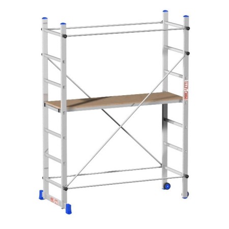 Trabattello h 2.1 Alluminio con Ruote Scala Mobile Ponteggio Bricolage Pittura