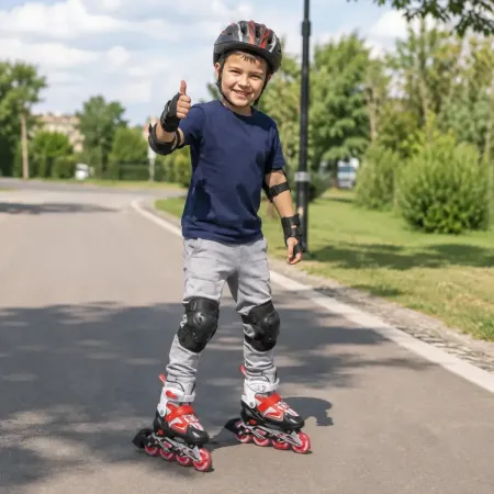 Pattini in Linea Bambini Regolabili 34-37 Rosso con Cuscinetti ABEC 7